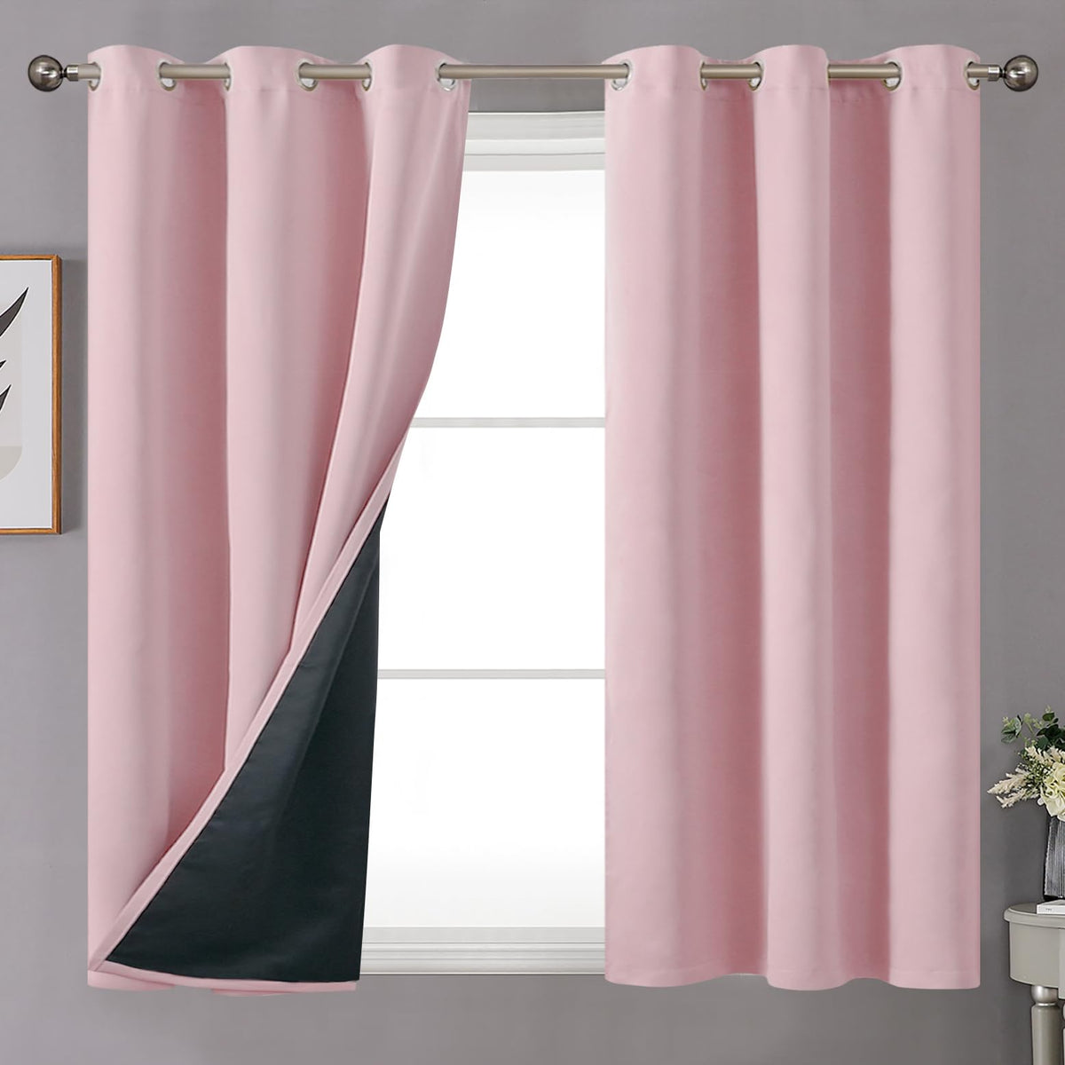 Youngstex Short 100% Blackout Curtains 45 Inches Length For Kids Bedroom, Thick Full Light Blocking Thermal Insulated Blackout W