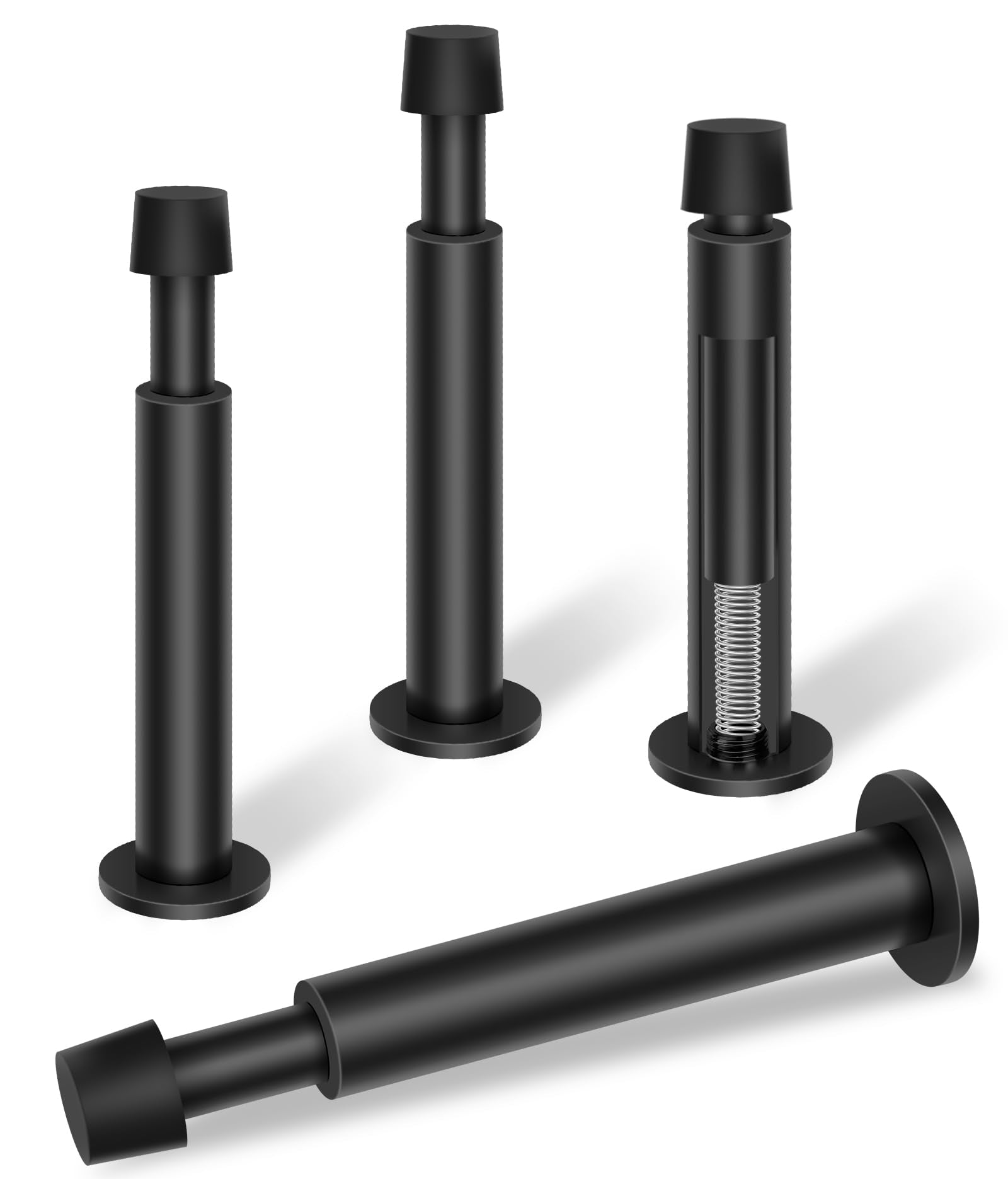 Kolako Black Door Stops, 4 Pack Door Stoppers For Wall, 4.4 Inch Doorstop Wall Protector With Rubber Bumper Tip, Door Stoppers F