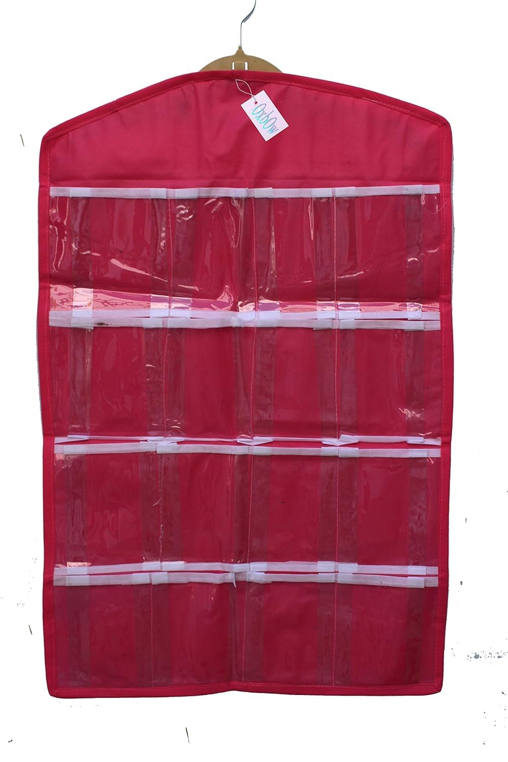 Gomajo 16 Pockets Multipurpose Socks Organizer For Wardrobe Closet Almirah Hanging Storage Bag (Set Of 1, Pink)