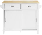 Crosley Furniture Cora Drop Leaf Kitchen Island Microwave Stand, Coffee Bar With Storage Drawers And Shelves, White