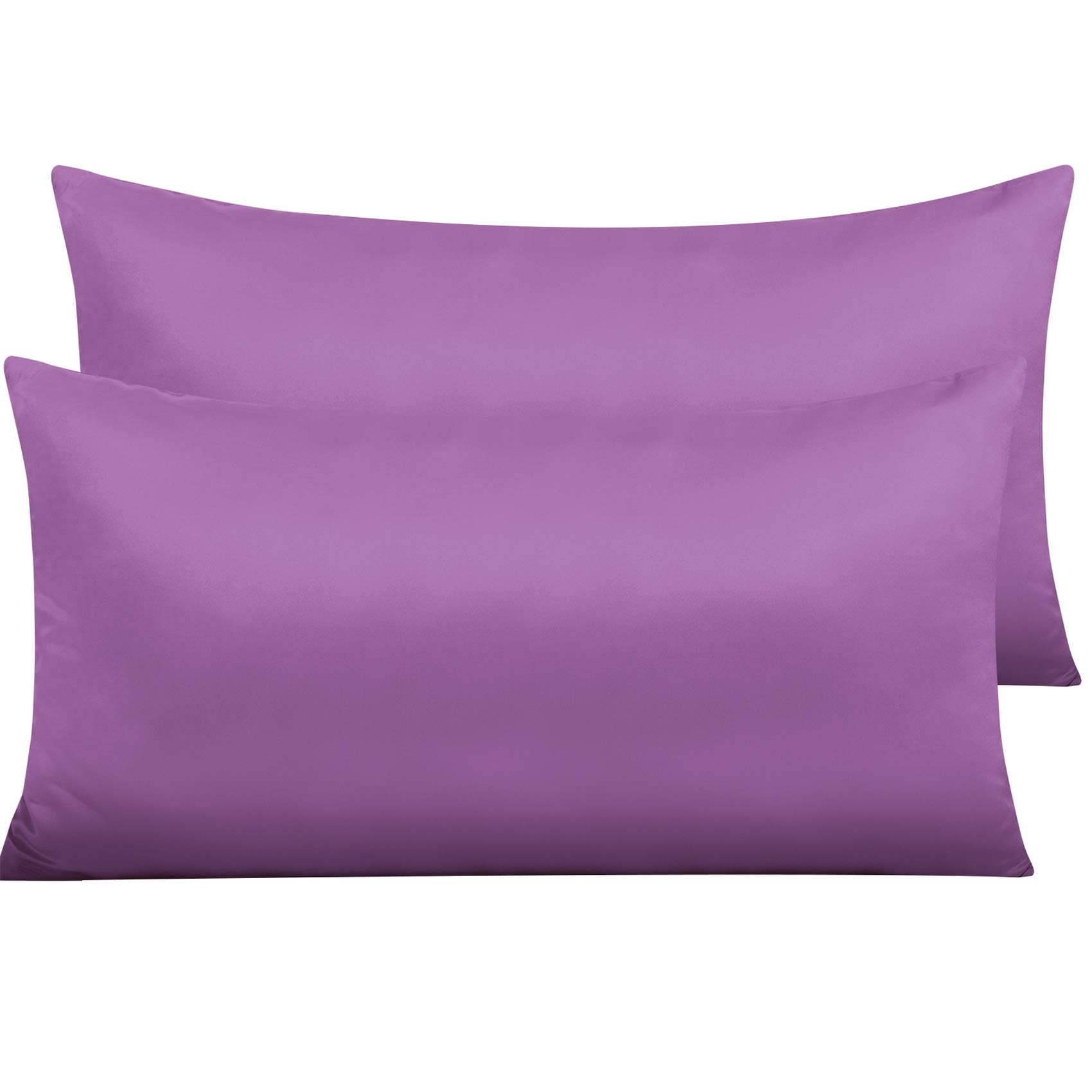 Ntbay Zippered Satin Pillow Cases For Hair And Skin, Luxury King Hidden Zipper Pillowcases Set Of 2, 20X36 Inches, Purple