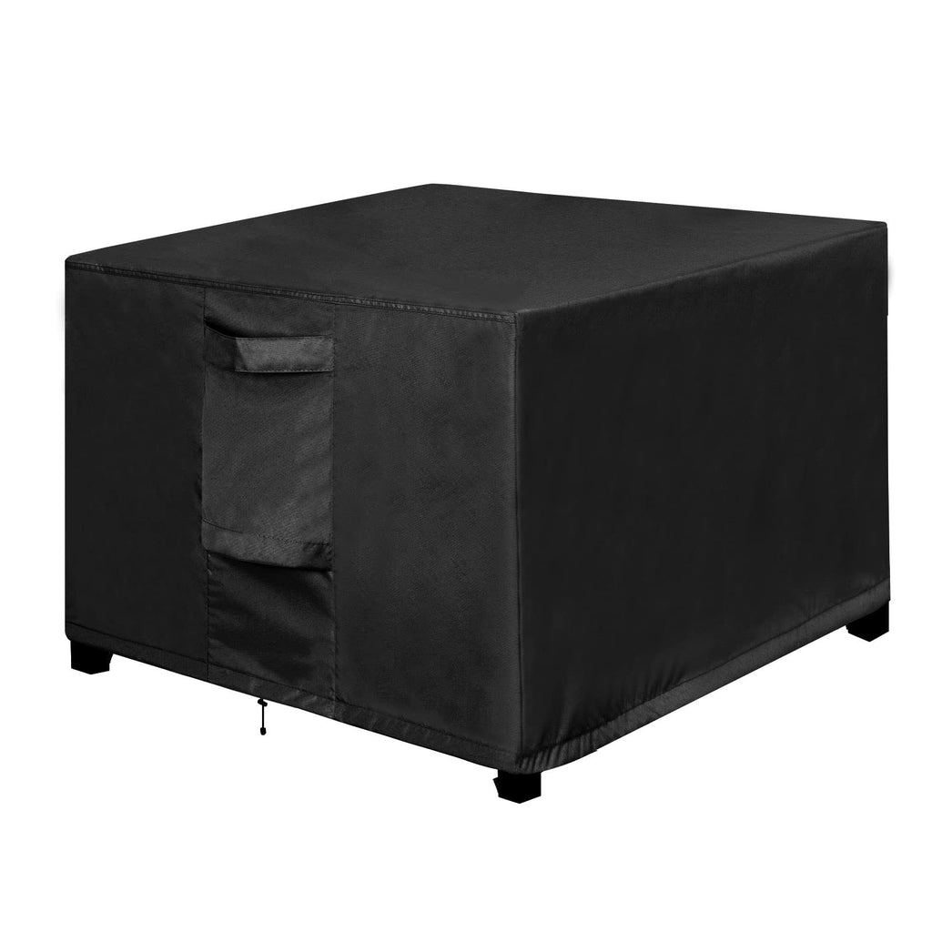 Outdoorlines Outdoor Waterproof Patio Ottoman Covers - Square Uv-Proof Patio Side Table Cover Windproof Heavy-Duty Furniture Covering Protector 21L X 21W X 17H Inch, Black