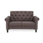 Furinno Bastia Vintage Modern Chesterfield Button Tufted Loveseat/Sofa Couch For Living Room, Brown Faux Leather