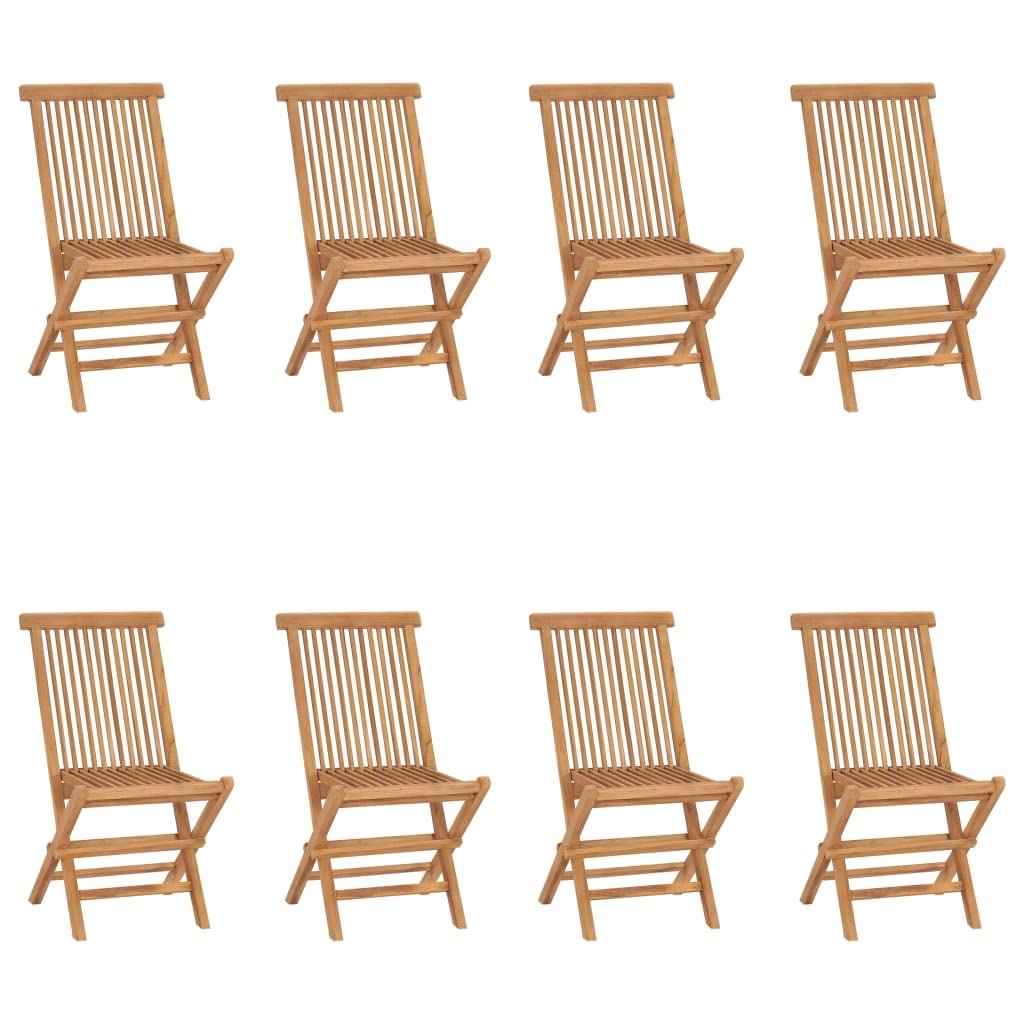 vidaXL Patio Folding Chairs 8 Pcs, Camping Garden Chair with Backrest, Outdoor Lawn Chair for Deck Garden Pool Backyard, Solid Wood Teak