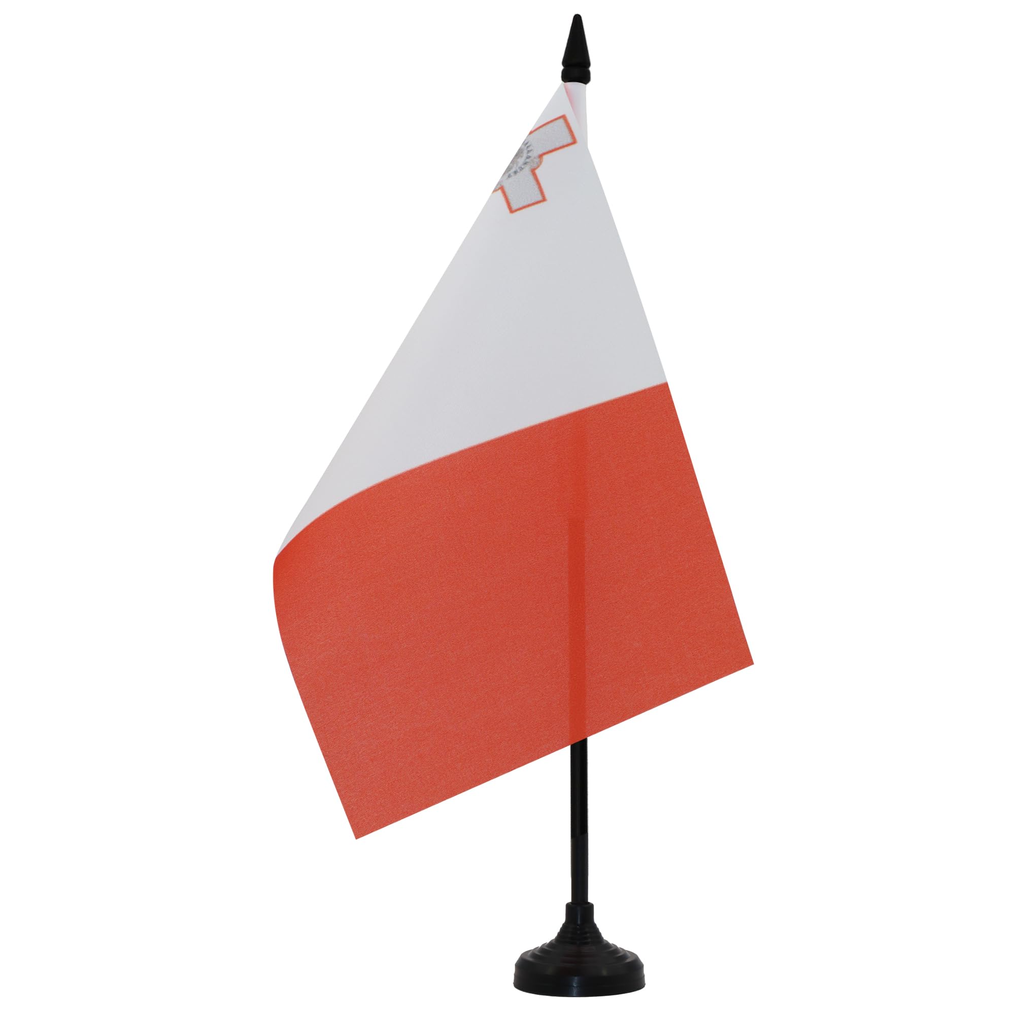 Malta Table Flag 5' X 8' - Maltese Desk Flag 21 X 14 Cm - Black Plastic Stick And Base - Az Flag