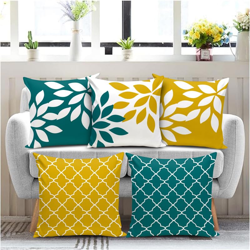 Kesar Enterprises Soft Fabric Designer Decorative Printed Cushion Cover Decorations For Sofa Living Room Set Of 5 12 X 12 Inch M