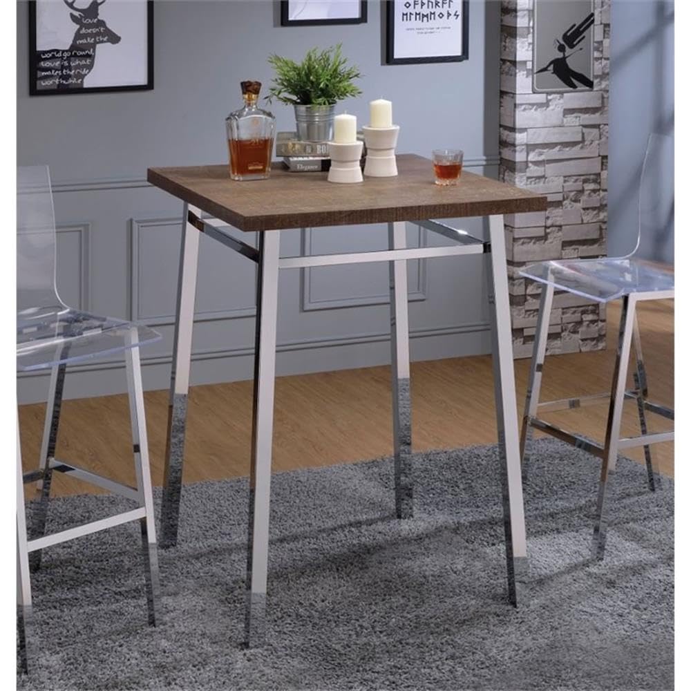 Acme Nadie Wood and Metal Square Pub Table - Thumbnail 2
