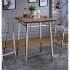 Acme Nadie Wood and Metal Square Pub Table in Oak and Chrome