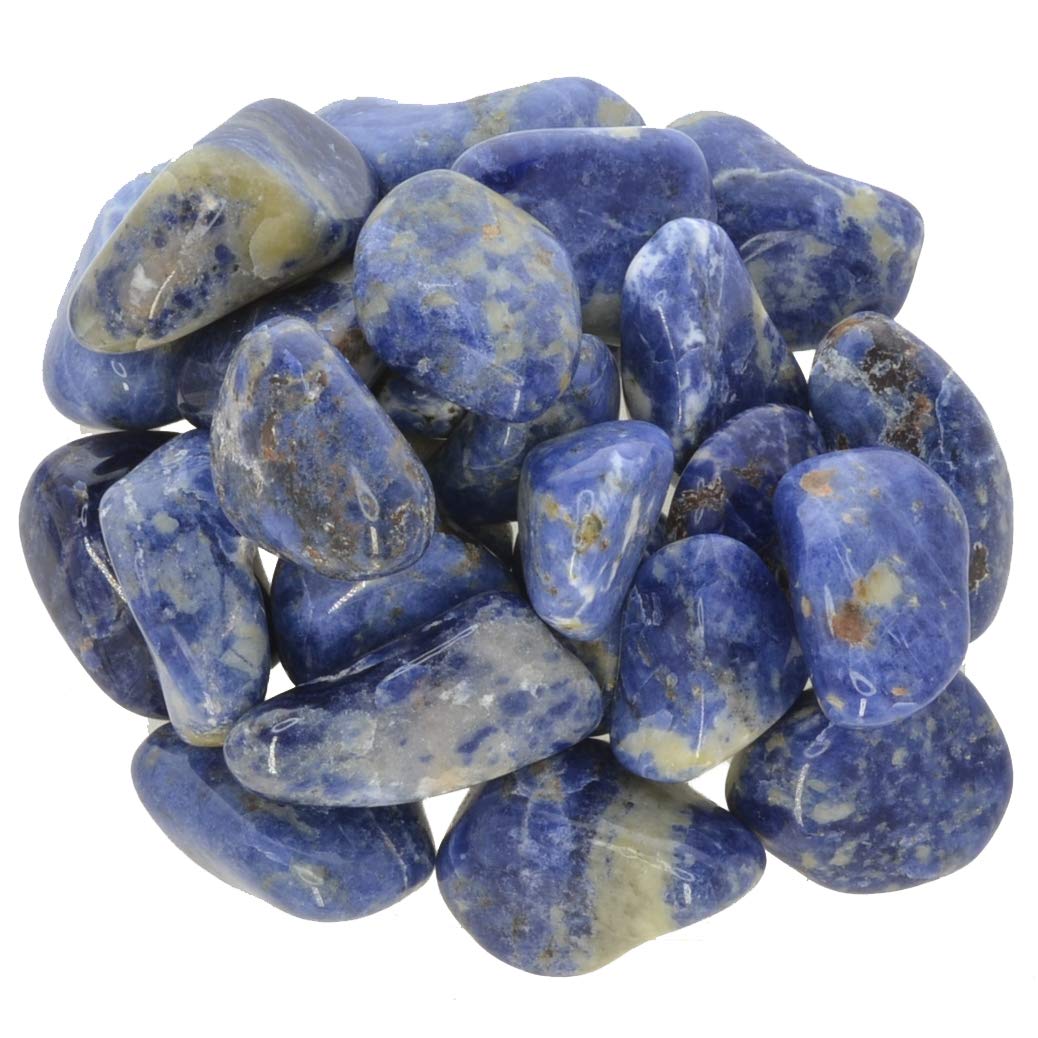 Hypnotic Gems Materials: 1 lb Sodalite Tumbled Stones - Grade 1 - Medium - 1 to 1.5 Avg. - Bulk Natural Rocks Polished Gemstone 