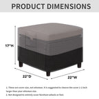 Easy-Going Outdoor Ottoman Cover, Waterproof Patio Ottoman Cover, Heavy Duty Outdoor Furniture Cover With Padded Handles (22'X22'X17', Gray/Black)