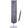 Superjare Patio Umbrella Cover With Rod For 7 To 11 Ft Umbrellas & 15 Ft Double-Sided Umbrellas, 600D Protective Waterproof Cover With Zipper, Gray