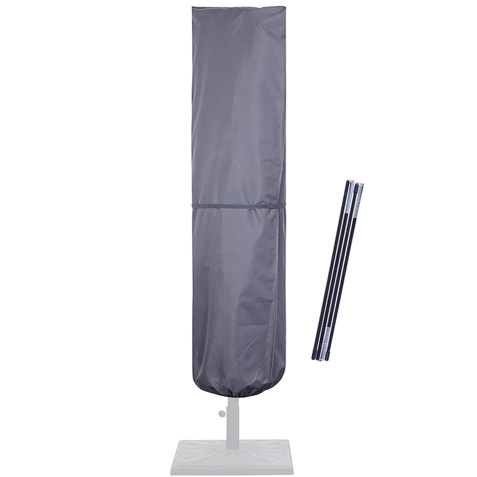 Superjare Patio Umbrella Cover With Rod For 7 To 11 Ft Umbrellas & 15 Ft Double-Sided Umbrellas, 600D Protective Waterproof Cover With Zipper, Gray