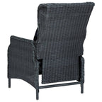 vidaXL 9 Piece Outdoor Patio Dining Set with Adjustable Reclining Chairs and Washable Cushions, Dark Gray Poly Rattan Furniture Set with Solid Acacia Wood Tabletop - Ideal for Gardens, Balconies, ...