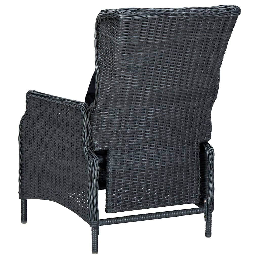 vidaXL 9 Piece Outdoor Patio Dining Set with Adjustable Reclining Chairs and Washable Cushions, Dark Gray Poly Rattan Furniture Set with Solid Acacia Wood Tabletop - Ideal for Gardens, Balconies, ...