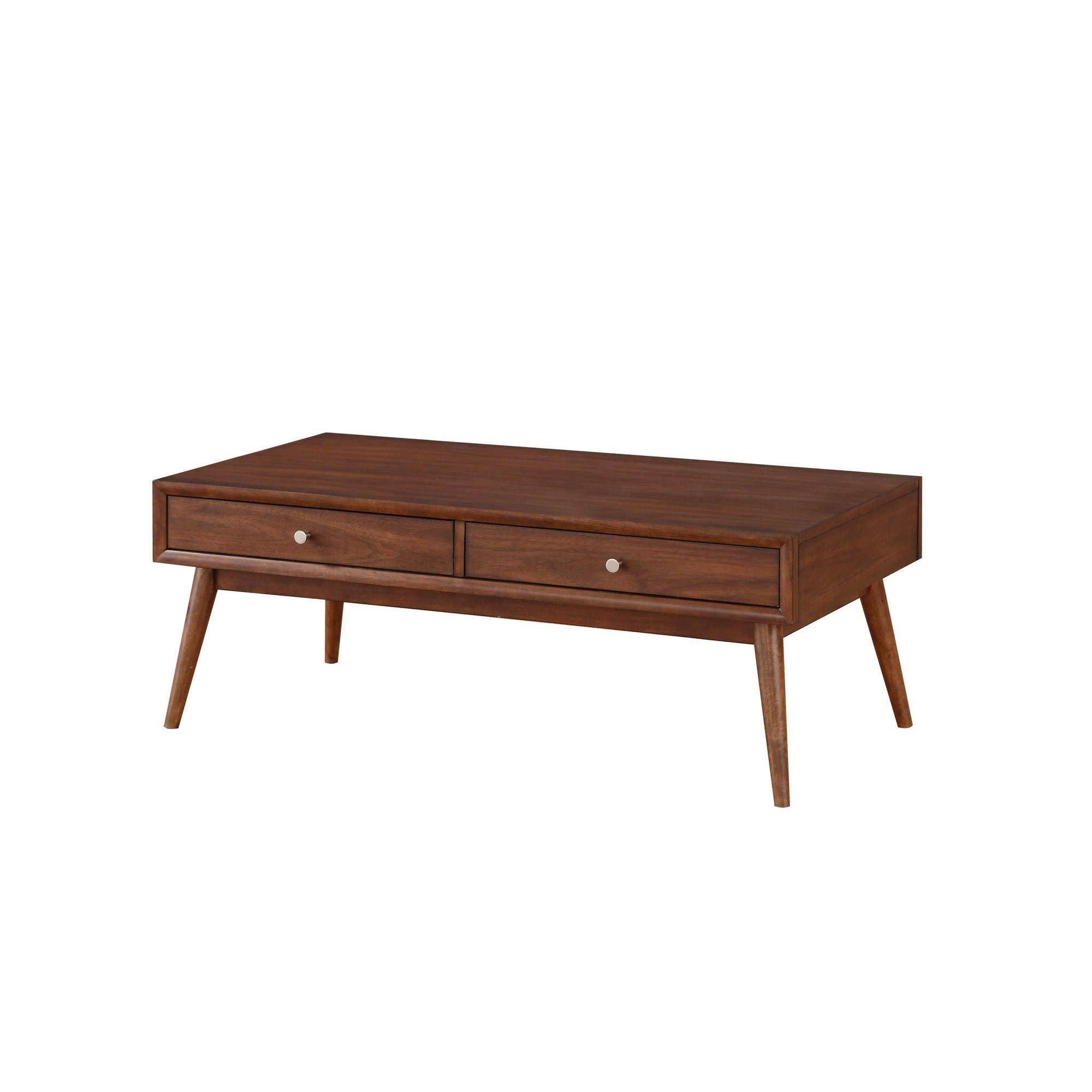 Benjara 2 Drawer Wooden Coffee Table With Splayed Legs, Brown
