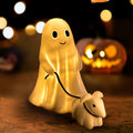 Ghost Walking Dog Statue Light- Warm Lighted Halloween Ghost Dog Statue Ghost with Dog Night Light Cute Ghost and Dog Party Deco
