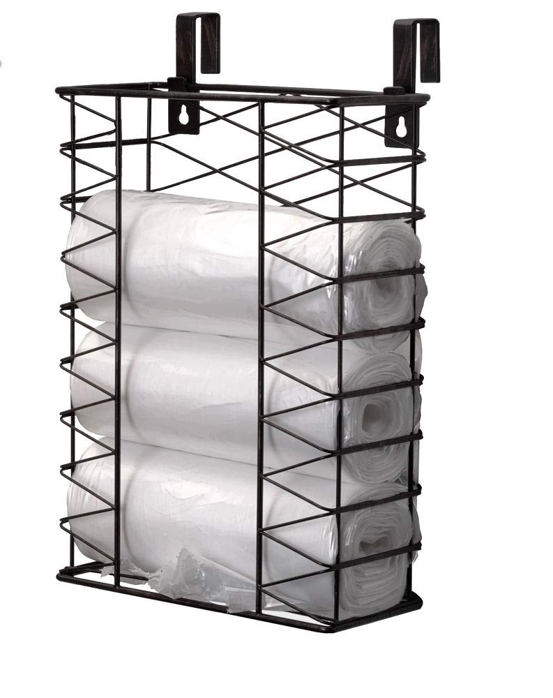 Gourmet Basics by Mikasa Garbage Bag Holder Garbage Bag Holder Basket with Removable Hooks, One size, Antique Black,5255362