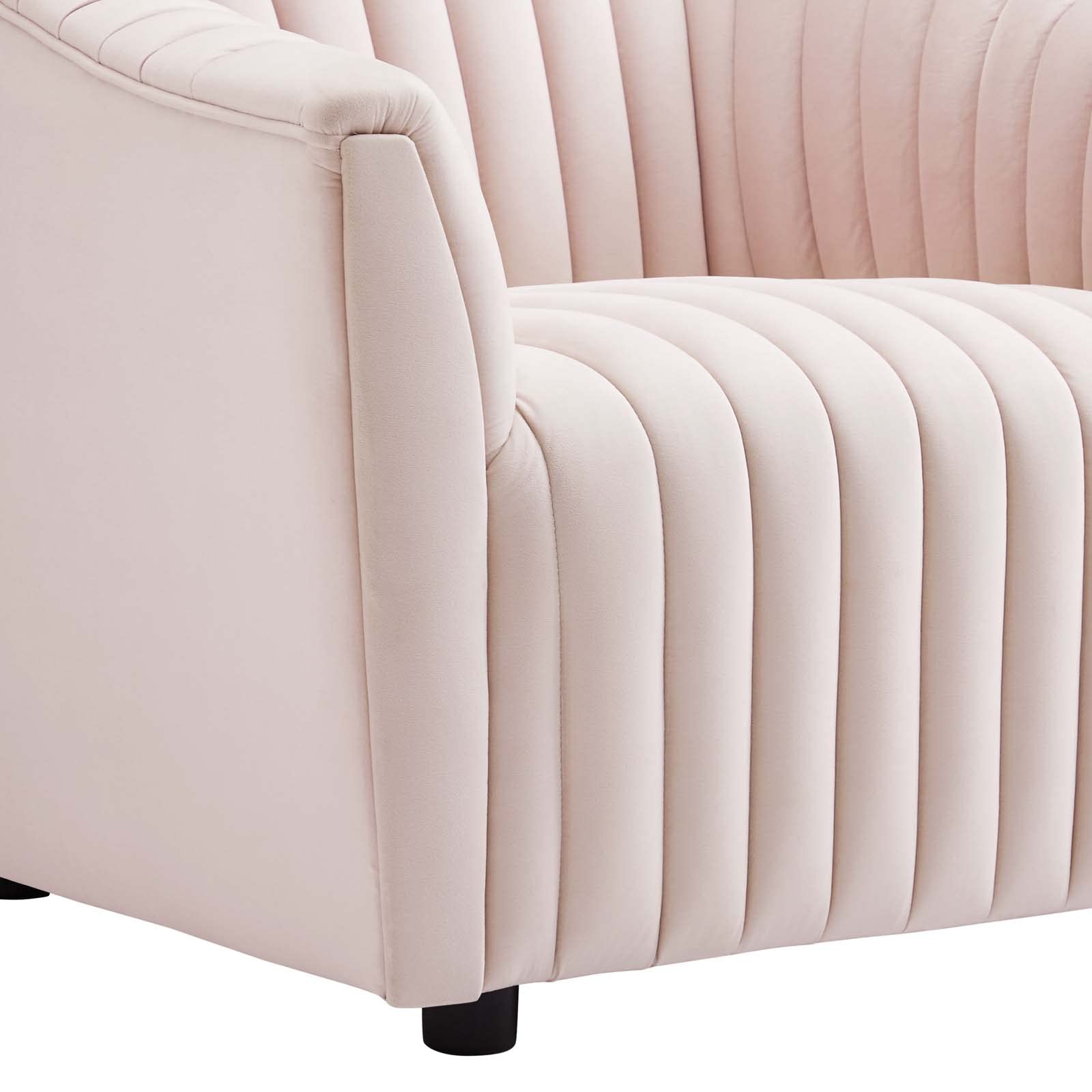 Modway Announce Modern Performance Velvet Tufted Armchair in Pink