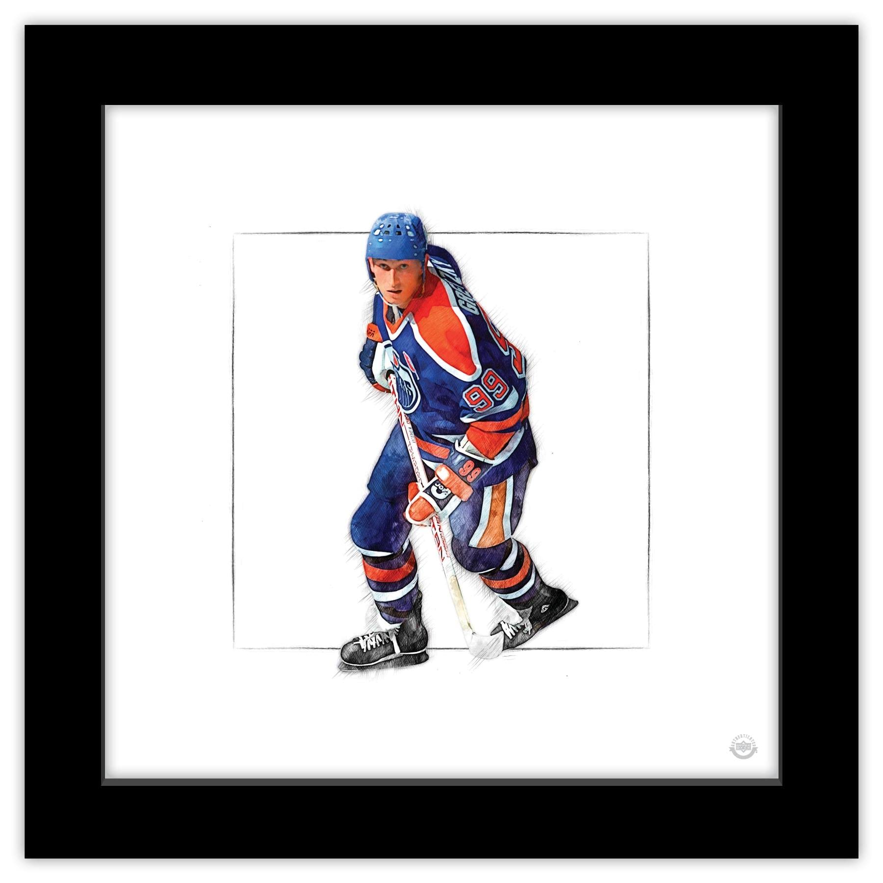 Trends International Gallery Pops Wayne Gretzky - Art Sketch Oilers Skating Wall Art Wall Poster, 12 x 12, Black Frame Version