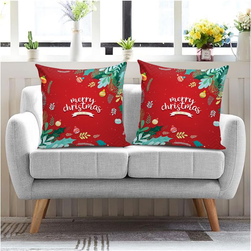 Bmrgifts Soft Fabric Designer Decorative Printed Merry Christmas Theme Cushion Cover Xmas Decorations For Sofa Living Room Set O