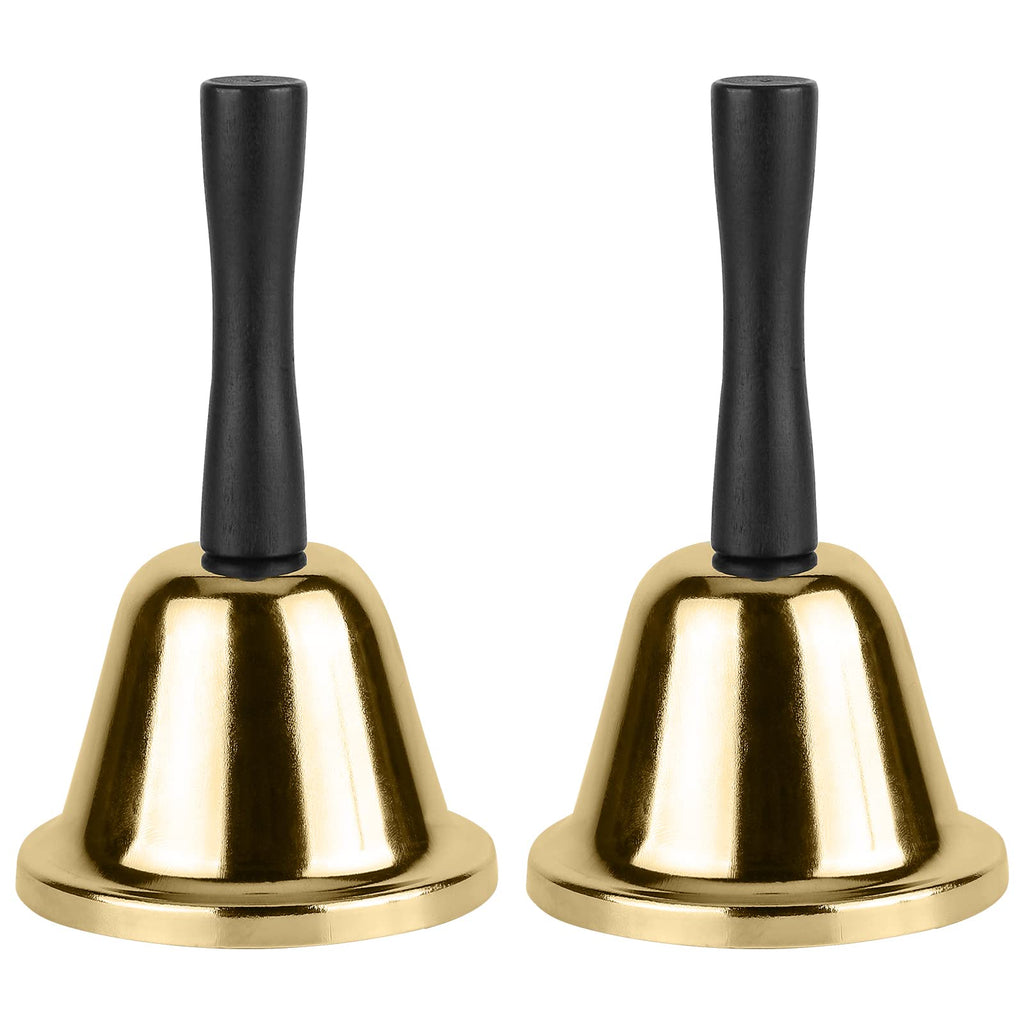 Mroco Gold Hand Bell, 2 Pack Steel Hand Bell Call Bell For Wedding, Adults, Dinner Bells For Food Line, Classroom Bell For Insid