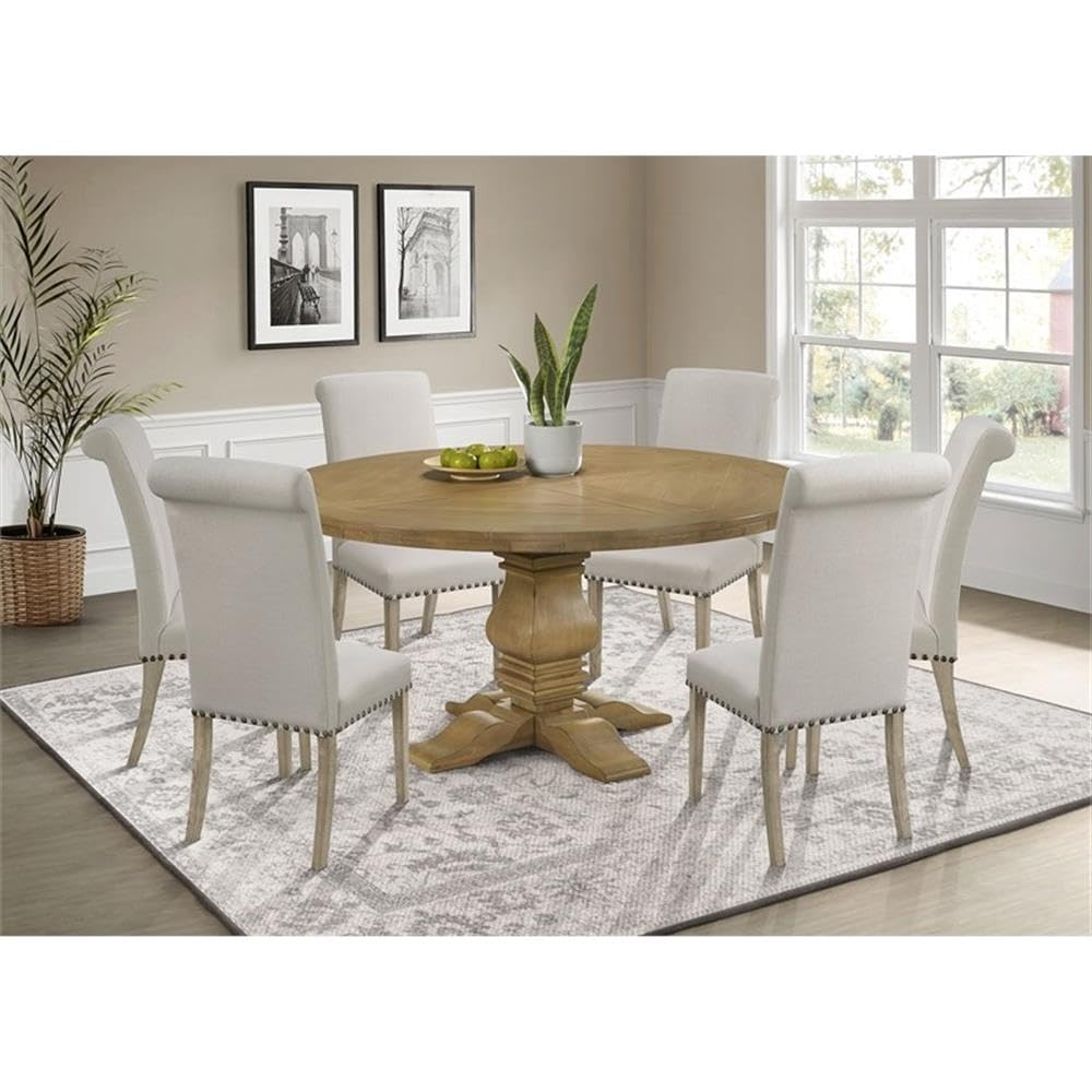 Coaster Home Furnishings Florence 7-Piece Round Dining Table Set Rustic Honey