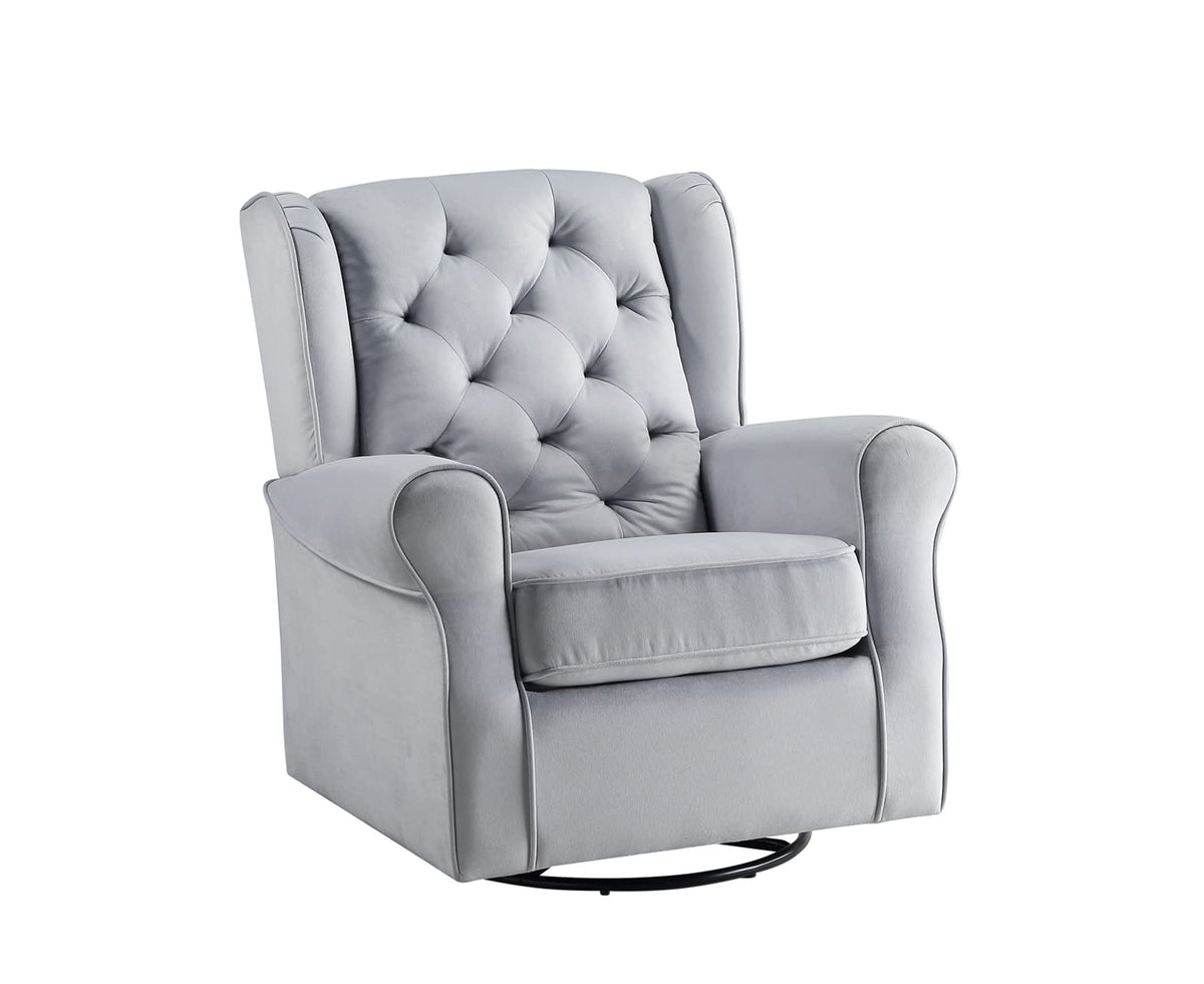 ACME Swivel Chair with Button Tufted in Gray