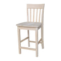 International Concepts Slat Back Stool, 24-Inch SH, Unfinished