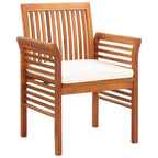 vidaXL Modern Dining Chair 2 Pcs, Outdoor Patio Dining Chair with Cushion, Wooden Chair for Garden Poolside Lawn Backyard, Solid Wood Acacia