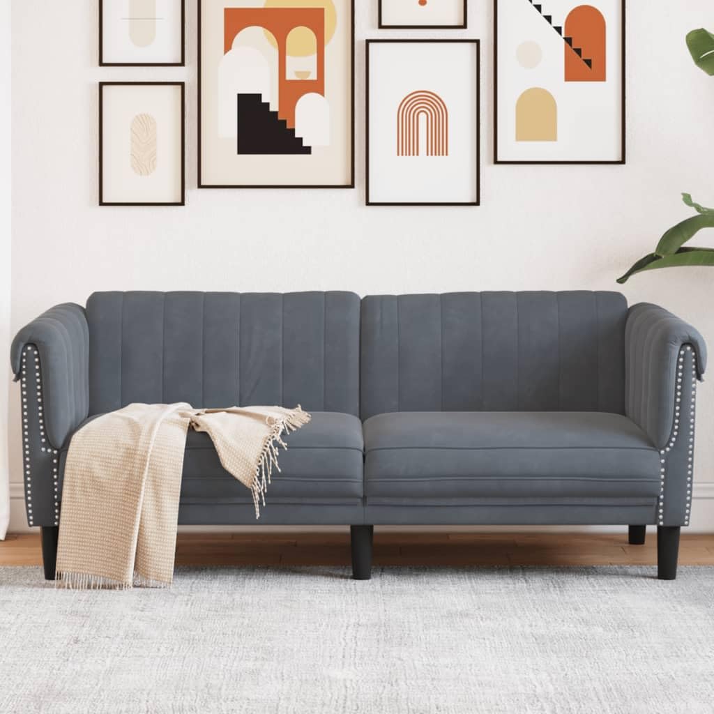 vidaXL Dark Gray Velvet 2-Seater Upholstered Loveseat - Comfortable Modern Couch with Supportive Legs for Living Room