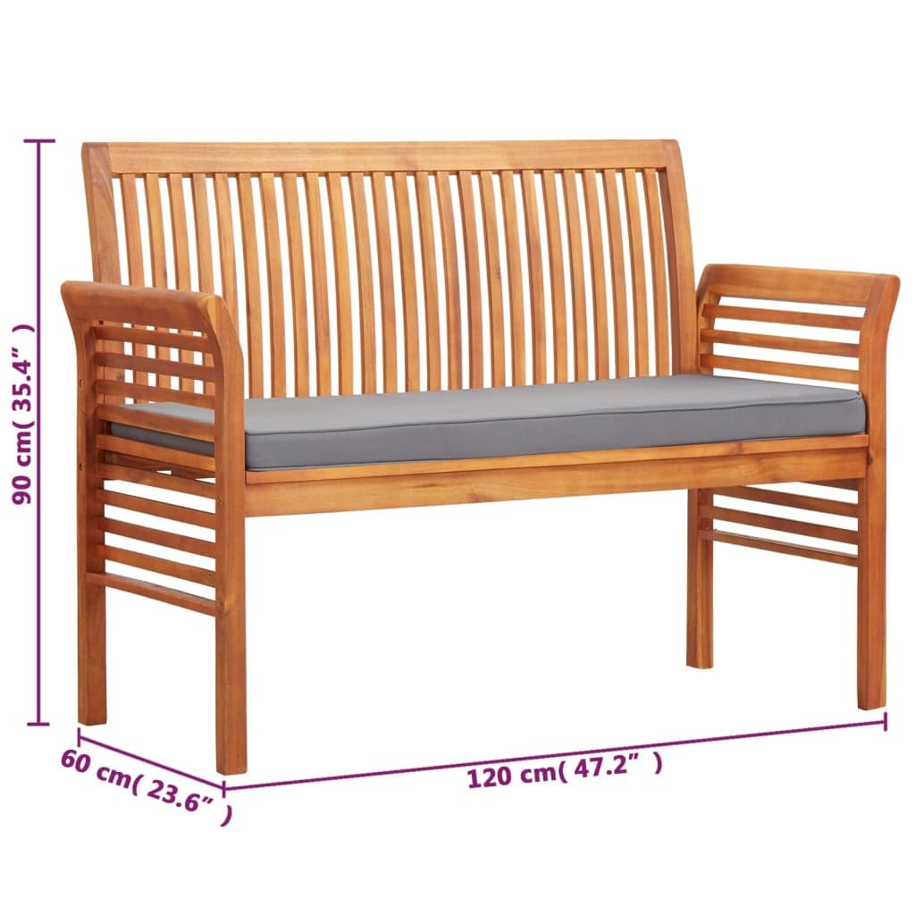 vidaXL Solid Acacia Wood 2-Seater Patio Bench - Thumbnail 4