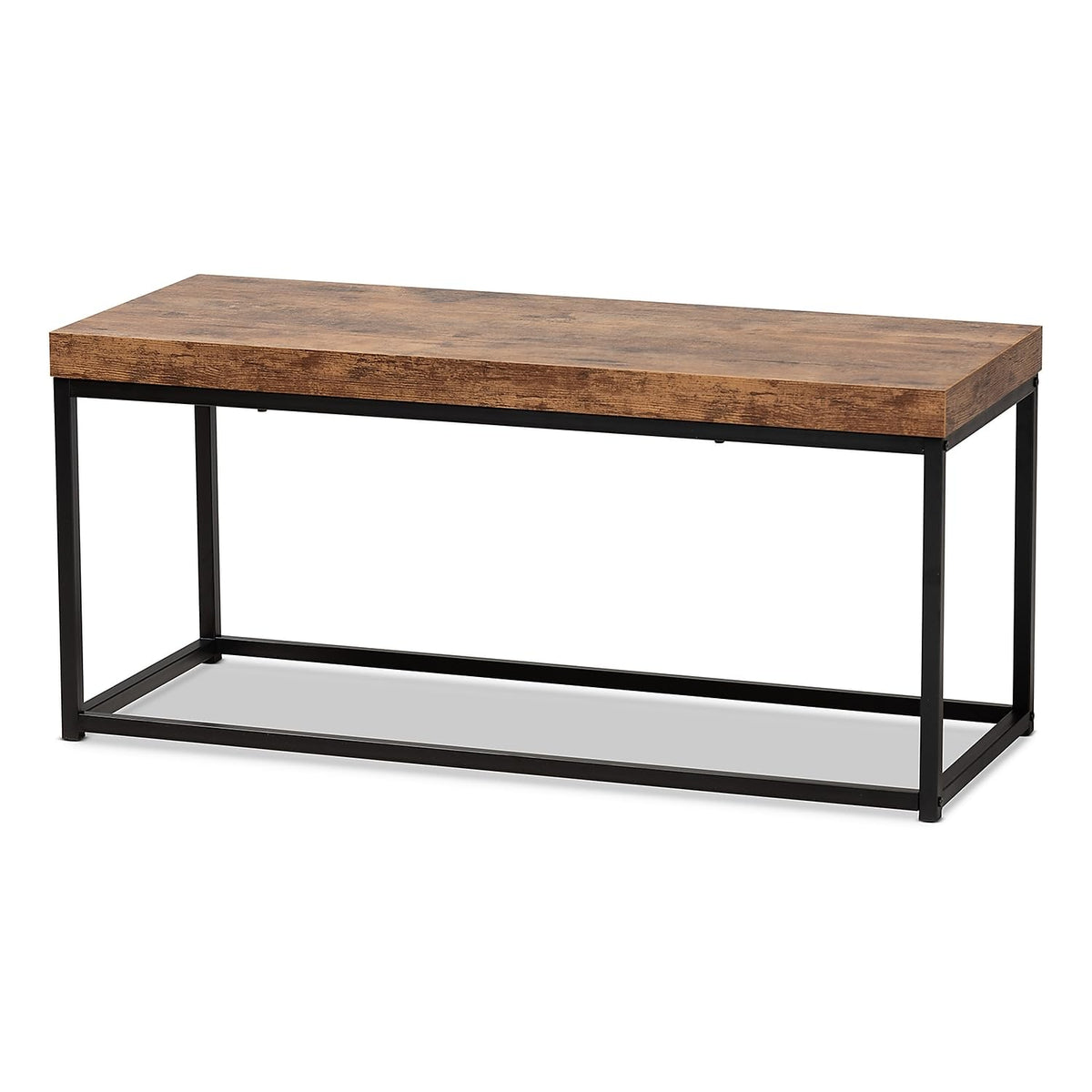 Baxton Studio Bardot Wood Bench, Walnut Brown and Black (207-12489-HiT)