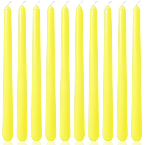 10 Inch Yellow Taper Candles for Summer Parties, 10 Packs Unscented Candlesticks for Dinner Birthday Seasonal Celebration and Ho