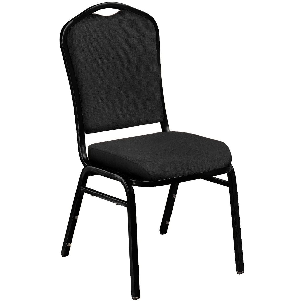 National Public Seating Silhouette Fabric Stack Chair Ebony Black with Black Sandtex Frame