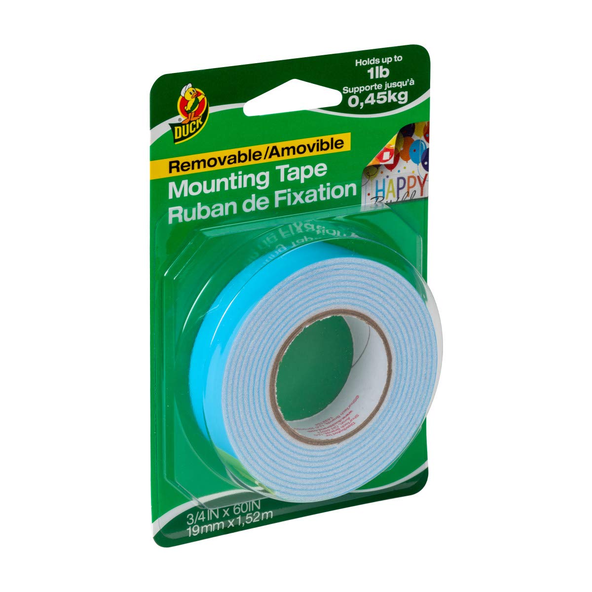 Duck Brand Removable Foam Mounting Tape, 0.75-Inch X 60 Inches, Single Roll, White (1129541)