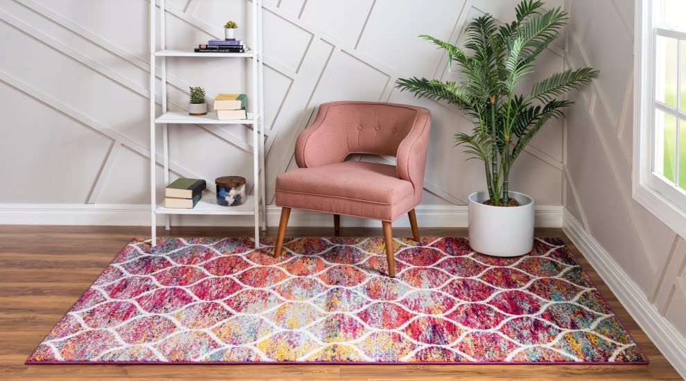Unique Loom Trellis Frieze Collection Area Rug - Rounded (2' X 3', Multi/ Black)