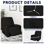 Purefit 100% Dual Waterproof Couch Cover Slipcovers For Couches And Sofas - Stretch Non Slip Fleece Sofa Covers Washable, Leakproof Furniture Protector For Kids, Pets, Dog (Recliner, Black)