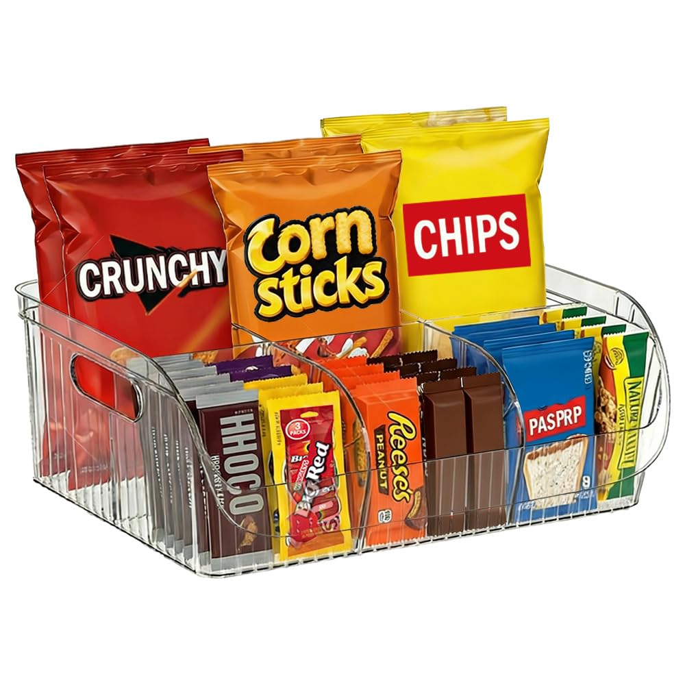 Wenscis Large Snack Organizer for Countertop, Clear Snack Storage Bin