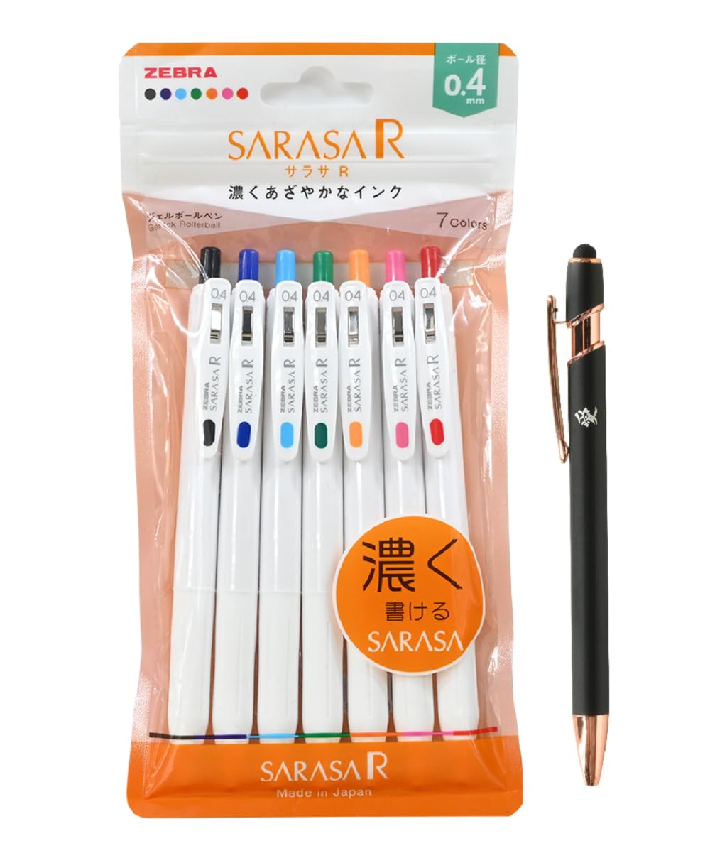 Zebra Pen Sarasa R 0.4Mm Gel Retractable Ink Pens 7 Colors Set Jjs29-R1-7C Japan Import With Kanji Love Sticker