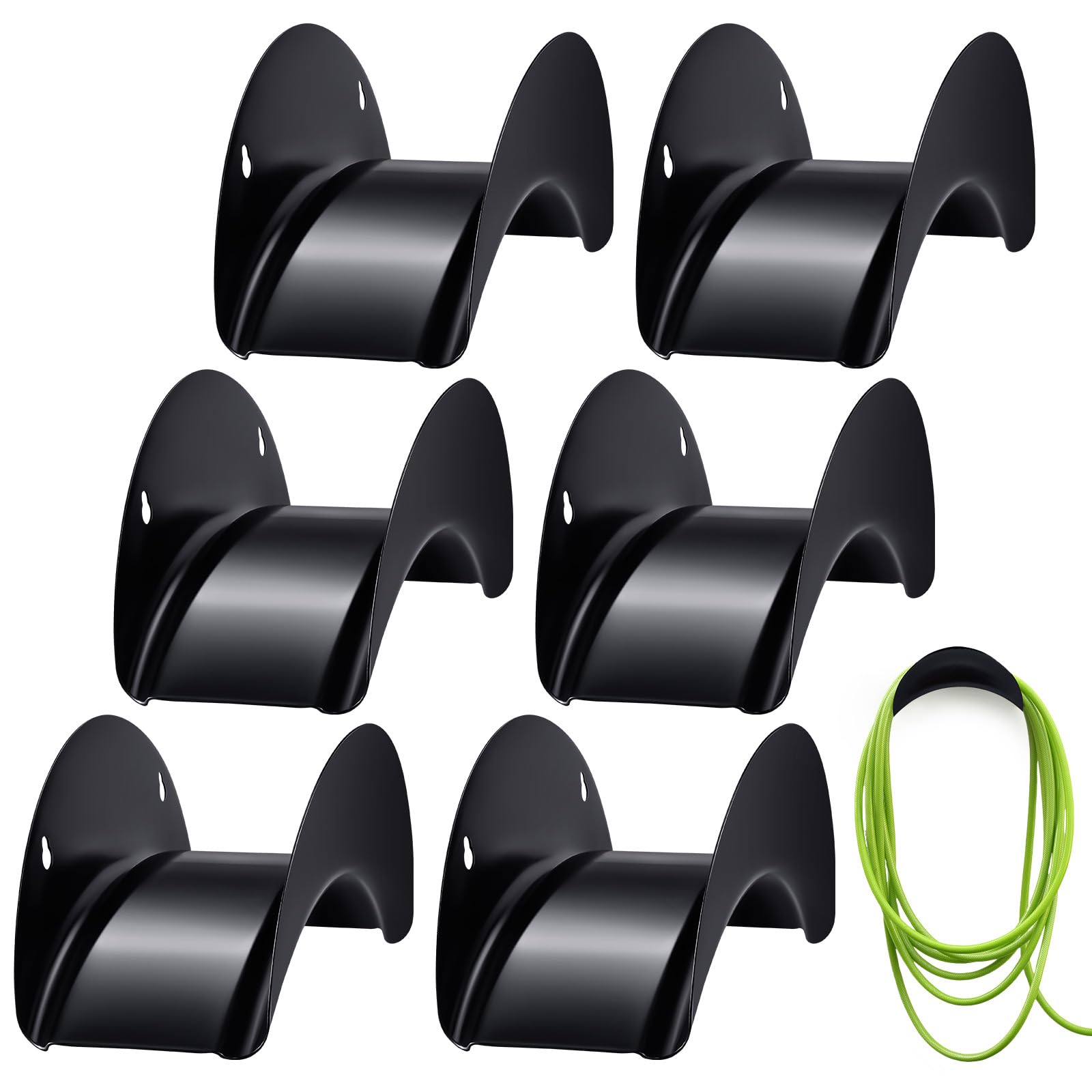 Thyle 6 Pcs Garden Hose Holder Heavy Duty Water Hose Holder Hose Hanger Wall Mount Metal Rustproof Black Hose Rack Storage Organ