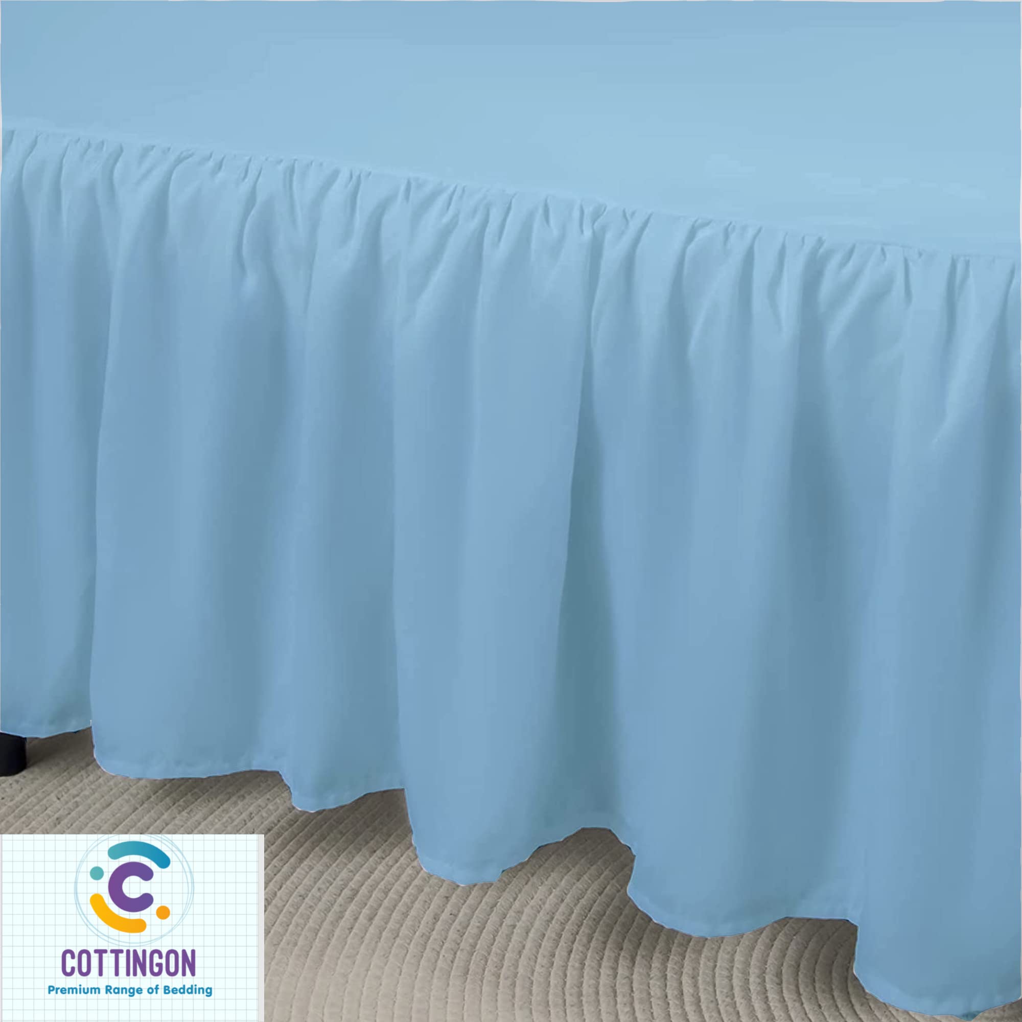 Ruffled Bed Skirt With Split Corners-Dust Ruffle - 14'' Drop 100% Microfiber Soft,Sheen & Luxurious Look - Bed Skirts (Light Blu