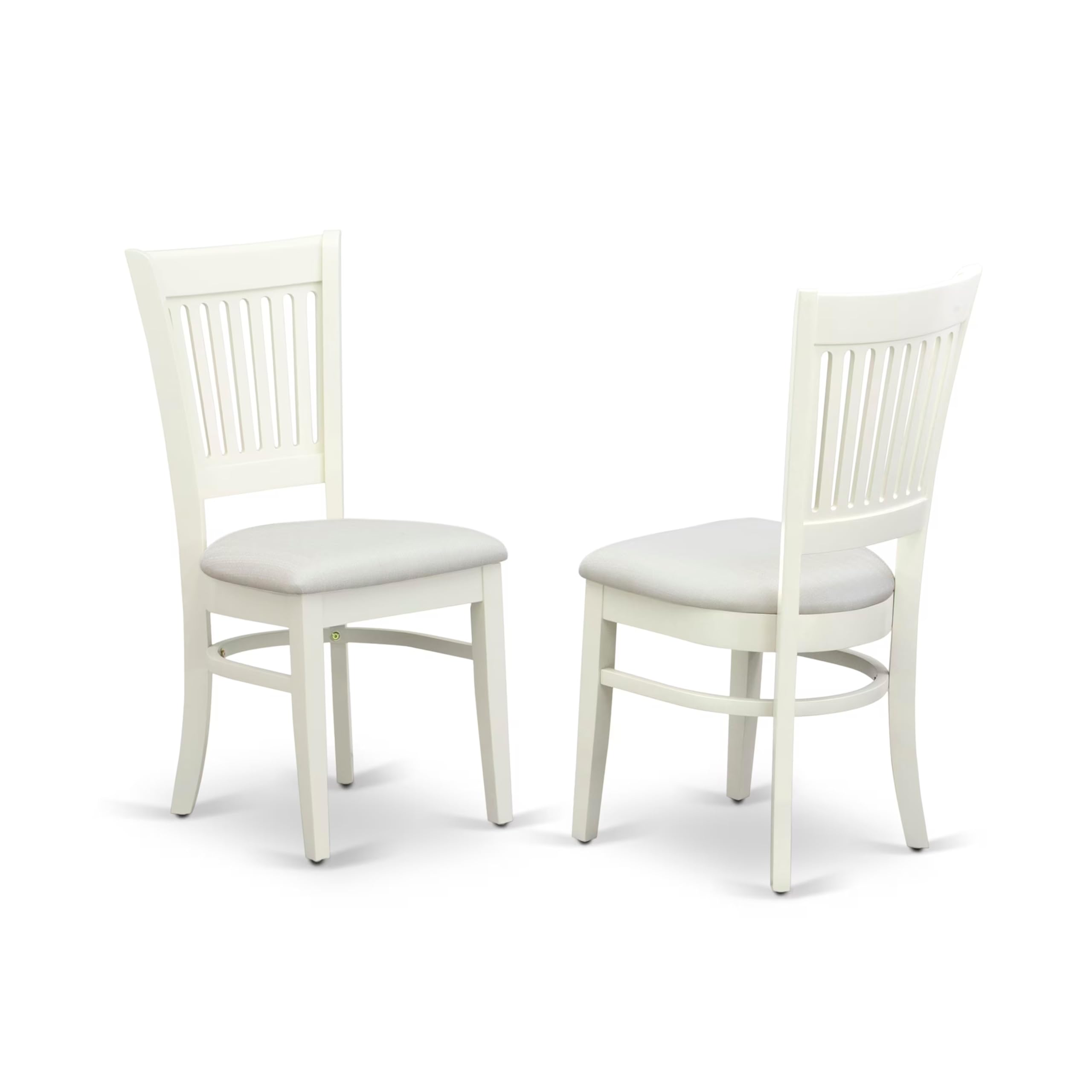 East West Furniture Amva3-Lwh-C 3 Piece Dining Set Contains A Round Kitchen Table With Pedestal And 2 Linen Fabric Dining Room Chairs, 36X36 Inch, Linen White