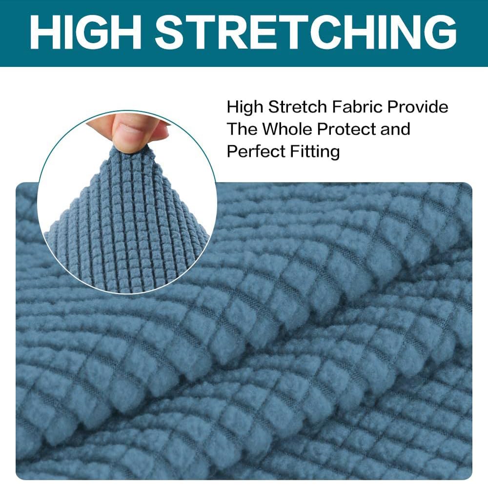 Turquoize Stretch Sofa Slipcover 2 Pieces Sofa Cover Couch Cover For 3 Cushion Couch Washable Furniture Protector Covers With Elastic Bottom Feature Thick Jacquard Fabric (Sofa, Dusty Blue)