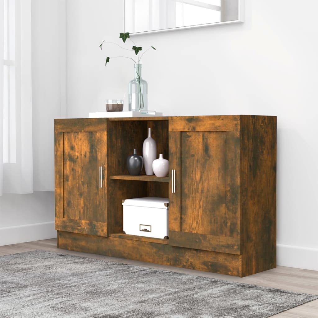 vidaXL Sideboard Smoked Oak 47.2&quot;x12&quot;x27.6&quot; Engineered Wood