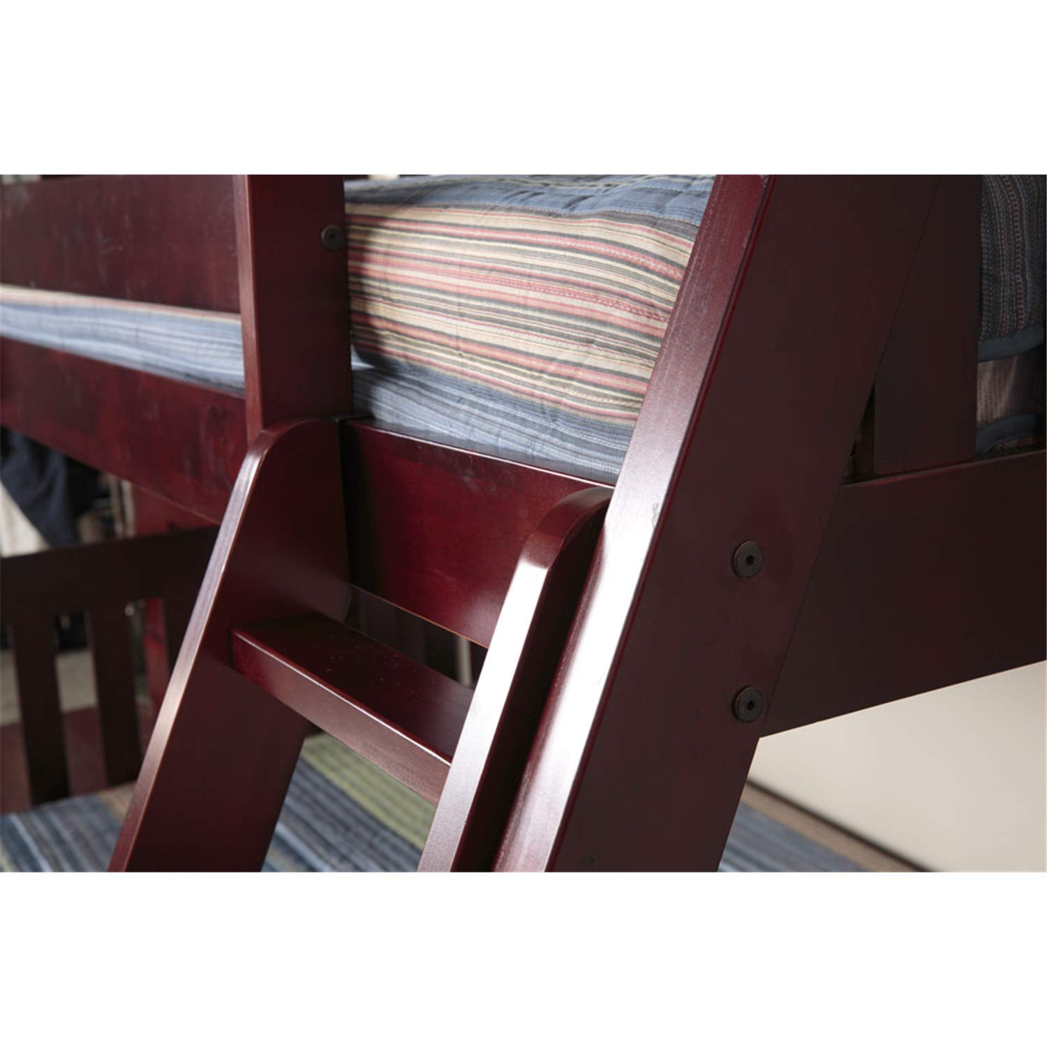 American Furniture Classics Model 2818-Tfm, Solid Pine Mission Twin Over Full Bed With Three Drawers In Merlot. Bunk