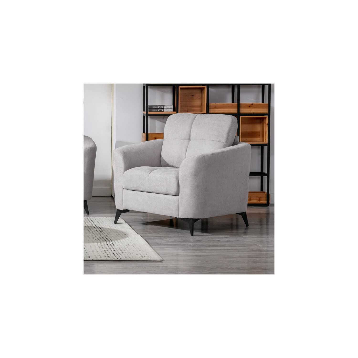 Lilola Home Callie Light Gray Velvet Fabric Chair