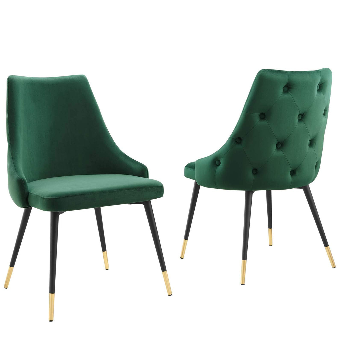 Modway Adorn Tufted Performance Velvet Accent, Dining Side Chair - Set Of 2, Green