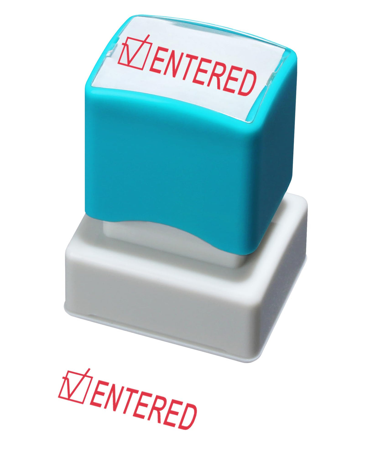 Wafjamf Entered Stamp-Message Stamp Pre-Inked Office Stamp Refillable Red Ink Preinstalled-Medium