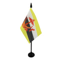 Brunei Table Flag 4' X 6' - Bruneian Desk Flag 15 X 10 Cm - Black Plastic Stick And Base - Az Flag