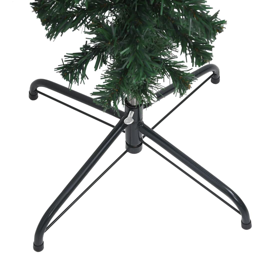 Vidaxl Pre-Lit Upside-Down Artificial Christmas Tree With Adjustable Branches, Steel Stand, And Ball Set - Green/White, 70.9&quot; Height